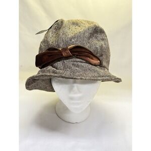 Olivia Fallon Cloche Brown Tweed Style Hat One Size Fits Most